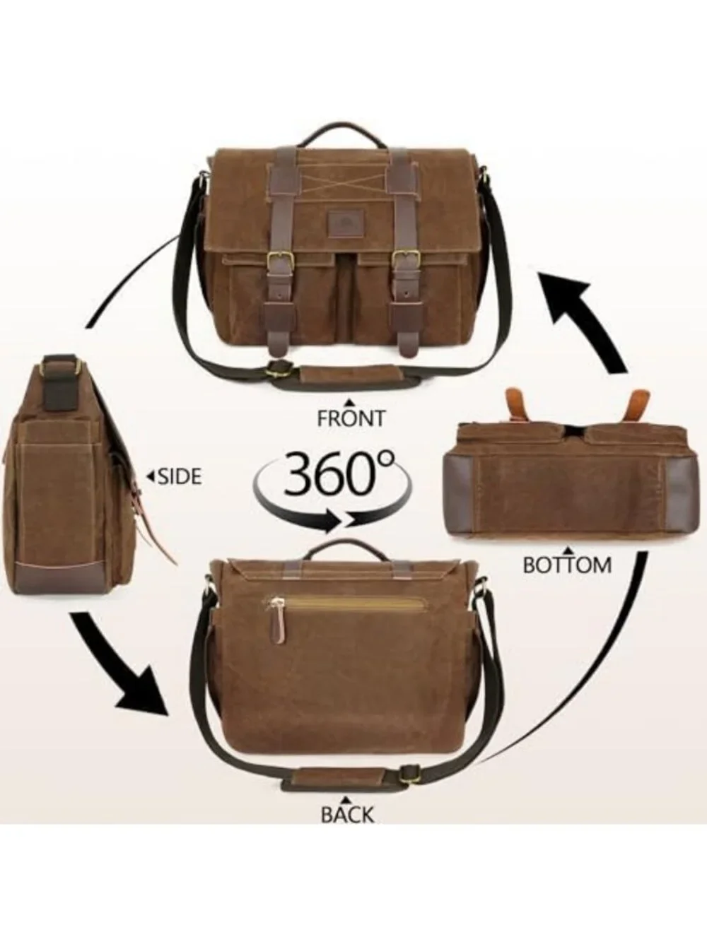 Stylish Waterproof Waxed Canvas Messenger Bag for Men - 14